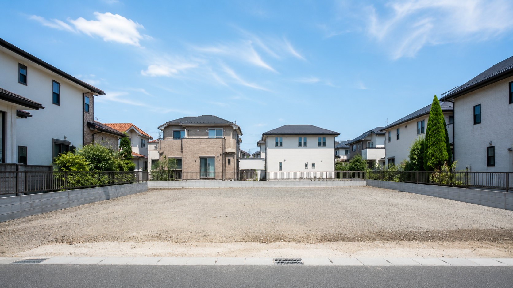 住宅を解体して更地・整地された日本の住宅地の土地