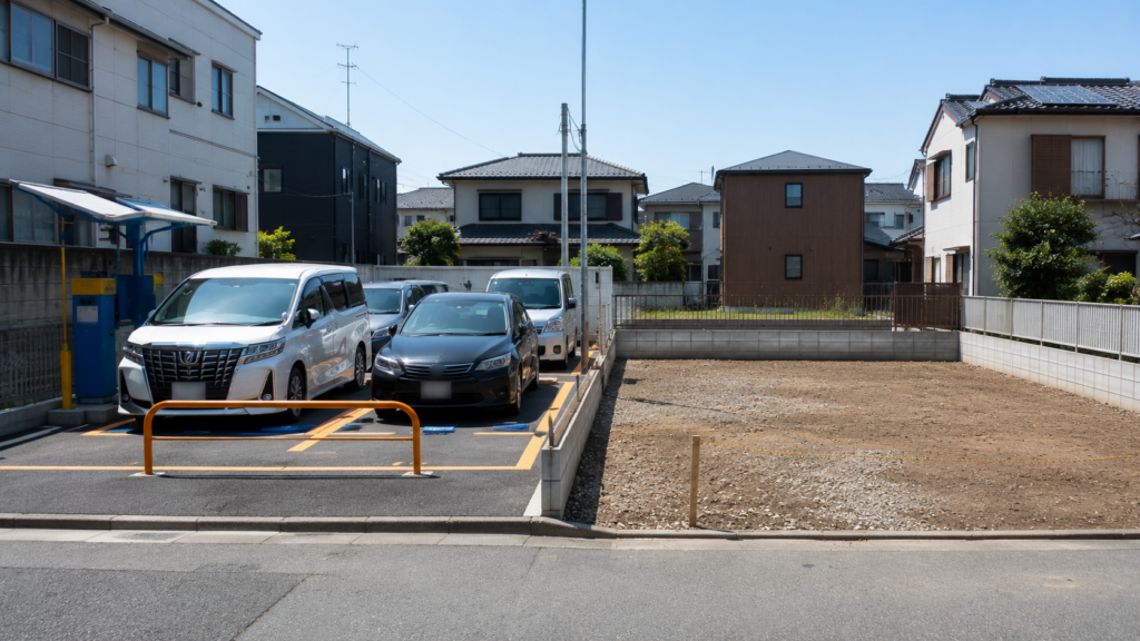 解体後の更地を駐車場として活用している土地活用のイメージ